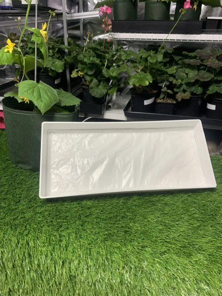 Ящик для рассады Профи на 3 л 40 х 17,5 х 5 см белый с капиллярным матом Благодатное земледелие